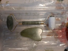 Rodillo de piedra de Jade Natural para masaje Facial, masajeador de gua sha, rascador, herramientas adelgazantes de belleza, relajación de la piel