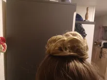 AOSIWIG corto rizado lazo con elástico para el cabello moño resistencia al calor de caucho sintético banda Scrunchie pelo de cola de extensión para las mujeres