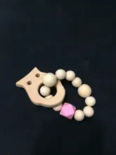 Mordedor de madera orgánico para bebé, mordedor en forma de Animal Natural, juguete de dentición, cuentas de silicona, regalo para bebé recién nacido, 2 uds.
