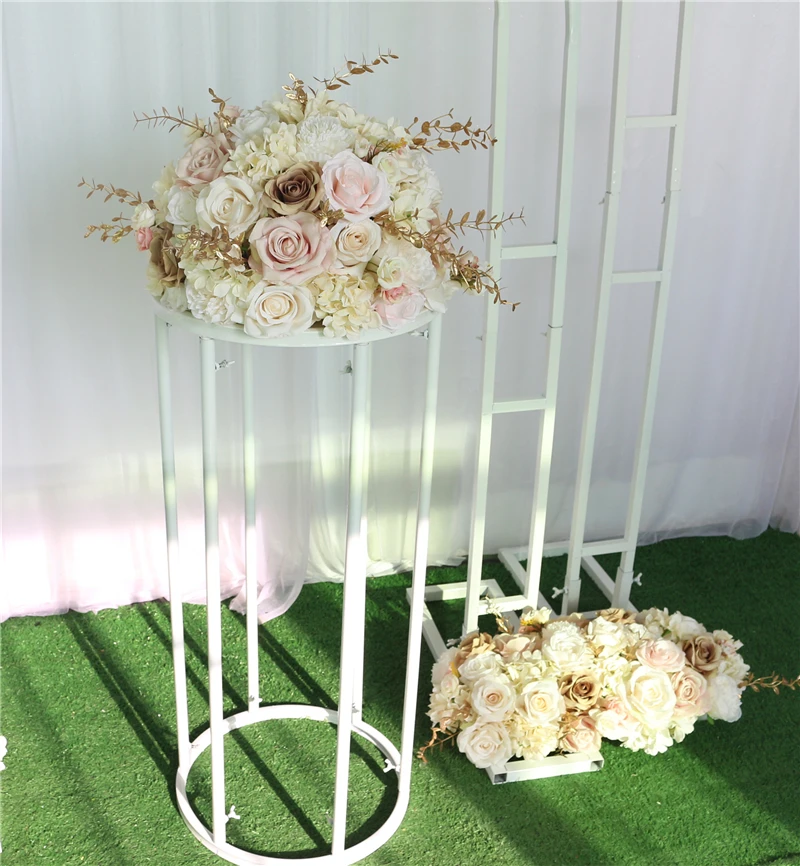 Jarown Hochzeits bogen Metall Blumen ständer künstliche Rose Blume Reihe rosa Blumen arrangement Hochzeit Hintergrund Dekor runder Bogen