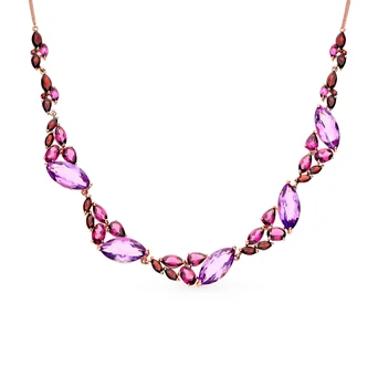 

Gold necklace with rhodolites, amethyst and Garnet sunlight sample 585