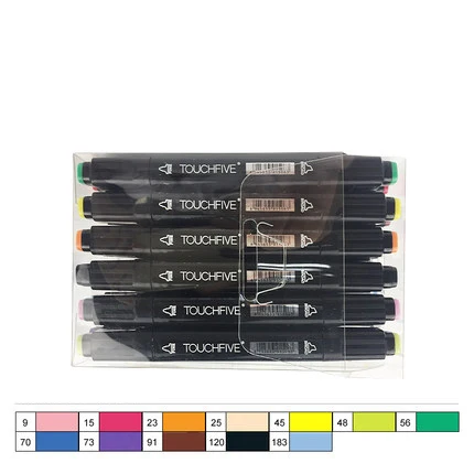 12 Colors black Touchfive маркеры для рисования 12/24/30/40/60/80/168 Цвета двойной кончик кисти для рисования Профессиональный Anima спирт маркер - Цвет: 12 Colors black