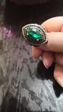 Kinel de lujo anillo para las mujeres aspecto Vintage AAA verde de cristal de la joyería de Boho de Color oro encanto étnico anillo de boda