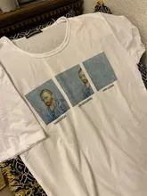 Camiseta con impresión de Van Gogh para mujer, remera estampada de arte moderno, ropa para mujer ulzzang estética, playera informal de estilo grunge