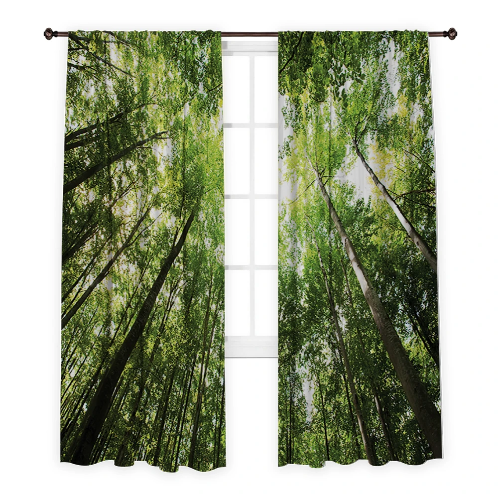 

Scenery Art Printed Curtain/ Drapes for Living Room Dining Room Bed Room with 2 Panel Set- Forest Trees Foliage Nature Curtains