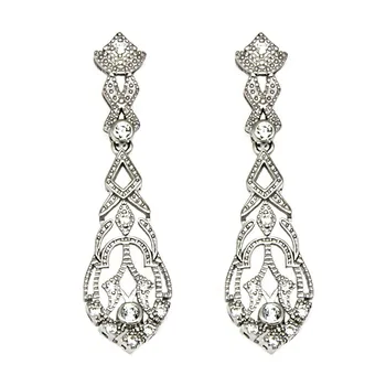 

Sterling silver earrings 925m long Cuban 42mm. Zircons [AB9098]