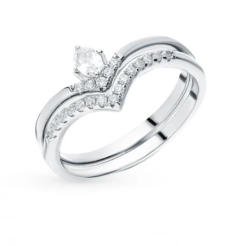 

Silver ring with cubic zirconia sunlight sample 925 test