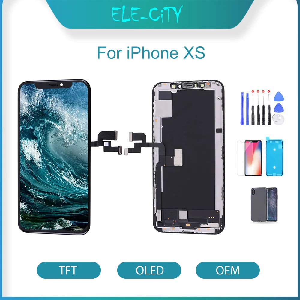 Elekworld класс OEM КАЧЕСТВО OLED для iPhone XS ЖК дисплей с сенсорным экраном дигитайзер