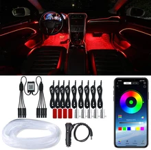 Tira de luces LED de neón con Control por aplicación remota, Lámpara decorativa para puerta, consola central automática, con sonido activo