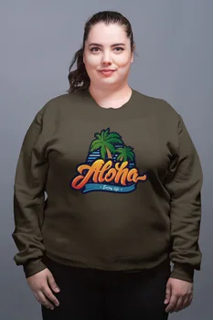 

Angemiel Wear Aloha Enjoy Life Green Women Sweatshirts