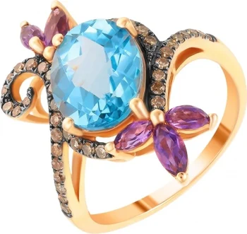 

Jay VI ring with topaz, amethyst and diamonds in red gold