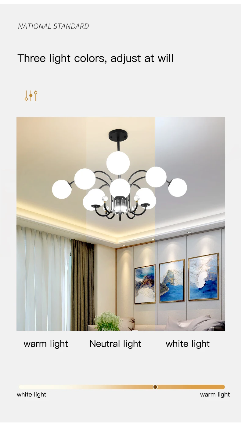 Nordic Living Room Black Chandelier White Glass Bulb Ceiling Lamp For Bedroom Apartment Modern E27 Indoor Lighting Fixtures 2022 dining room lights