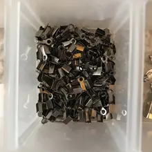 Unids/lote de 200 collares de pulsera, suministros de bricolaje, tapas de Clip de cuerda de cuero, Clip de punta, conectores de crimpado plegables para fabricación de joyas