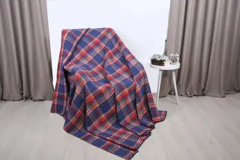 

Aksu Cozy Life Single Personality Cotton Blanket Pompom Plaid Navy Blue