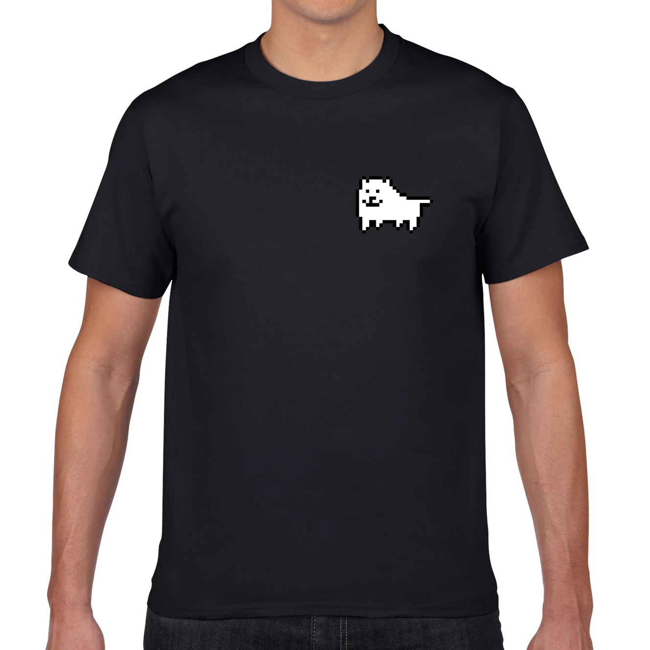 

Men's Annoying Dog Classic T-Shirt 100% Cotton Printing Undertale T Shirts Fashion Short Sleeve Unisex Pixel Dogs Game T-shirts