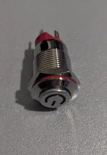 Botón de bloqueo momentáneo, pulsador fijo de cabeza plana de 12mm, 3V, 5V, 9V, 12V, 24V, 220V, resistente al agua, LED, de metal