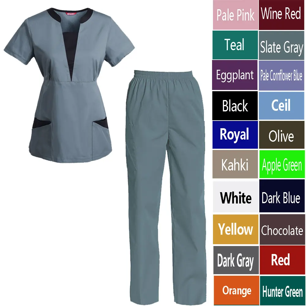 Women's Scrub Set Nursing Uniform Set Scrub Top and Pants