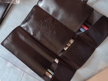 Nuevo estilo de cuero de la PU monedero bolsa de maquillaje Pem lápiz caso cosmético bolso Retro