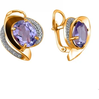 

Esthete earrings with amethyst and cubic zirconia silver with gilding