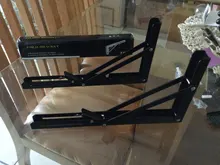 Soporte de ángulo de plegado triangular negro de 8-20 pulgadas, montaje en pared ajustable, estante de rodamiento duradero, Banco de Mesa para el hogar, bricolaje, 2 uds.