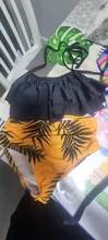 Bañador de 5 a 14 años para niña, traje de baño para niña con estampado de hojas, Bikini de chica adolescente, traje de baño con Top de cuello Halter para niña Falbala