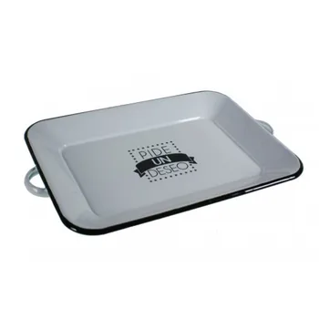 

Enamel tray white vintage style. Measures: 4x42x27 cm.