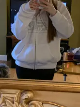 Dulzura-Sudadera de manga larga con estampado de anillo de imitación letra para mujer, ropa informal holgada de gran tamaño con cremallera, otoño e invierno, 2020