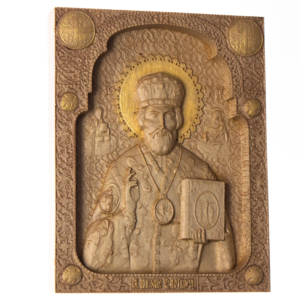 Икона Православная резная из дерева Николай Чудотворец. Wooden Orthodox carved icon Jesus