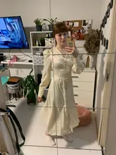 A-Line Dress V-Neck Spring Bishop-Sleeve Satin Simplee Chic Elegant Vintage High-Waist