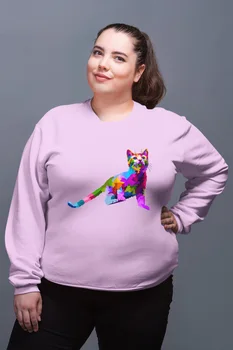 

Angemiel Wear Bouncing Sweet Colorful Cat Pink Women Sweatshirts