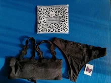 INGAGA-Bikinis de realce para mujer, traje de baño con borde festoneado, bañador de banda Negro, Bikini liso para mujer, ropa de playa 2021