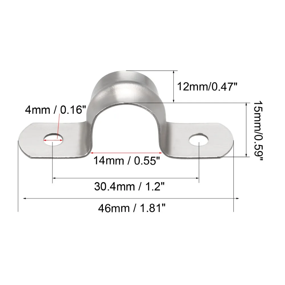 uxcell New 8-50pcs 5-16mm Rigid Pipe Strap Silicone Pipe Tube Clamp Clip 2 Holes Clamps 304 Stainless Steel Clamps Silver Tone