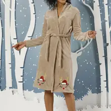 Черный жемчуг Женский вышитый с капюшоном мягкий Халат