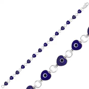 

KUTAYDAN 925 Sterling Silver Heart Evil Eye Women Bracelet