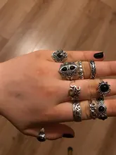 Tocona 11 unids/set antiguo Vintage de Color plata de diamantes de imitación anillo de conjunto para las mujeres geométrico nudillo conjunto de Anillos Midi Anillos 10057