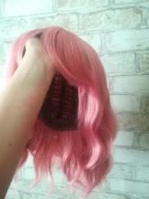 Msholy-peluca ondulada rosa con flequillo Bob corto, Pelo Rizado Bob, pelucas púrpuras sintéticas Rojas, rubias y verdes, Cosplay de alta temperatura