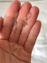 Ayudante de Plata de Ley 925 colgante de plata Cruz pendientes Zirconia cúbico joyas varios Cruz colgante gota pendientes colgantes para regalo