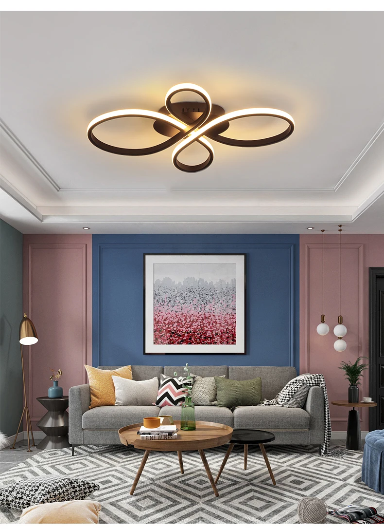 Living Room Minimalist Chandelier Ring Modern Led Ceiling Lamp For Bedroom Loft Hall Home Decor White Brown Hanging Light 2022 led chandelier