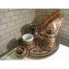 

WONDERFUL Totally Handmade Copper Turkish Coffee&Espresso Serving SetOTTOMAN STYLE-2 CUPS