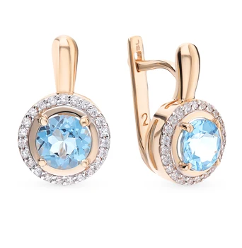 

Gold earrings with Topaz and cubic zirconia sunlight sample 585 test