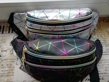 Geestock-riñonera holográfica con purpurina para mujer, bolsa impermeable con cinturón geométrico, a la moda, con láser, para teléfono