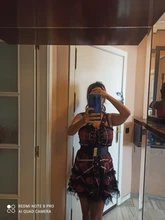 Vestido clásico de encaje con volantes para mujer, sin mangas, a cuadros, Vintage, gótico, minivestidos de baile, disfraz de Cosplay de talla grande