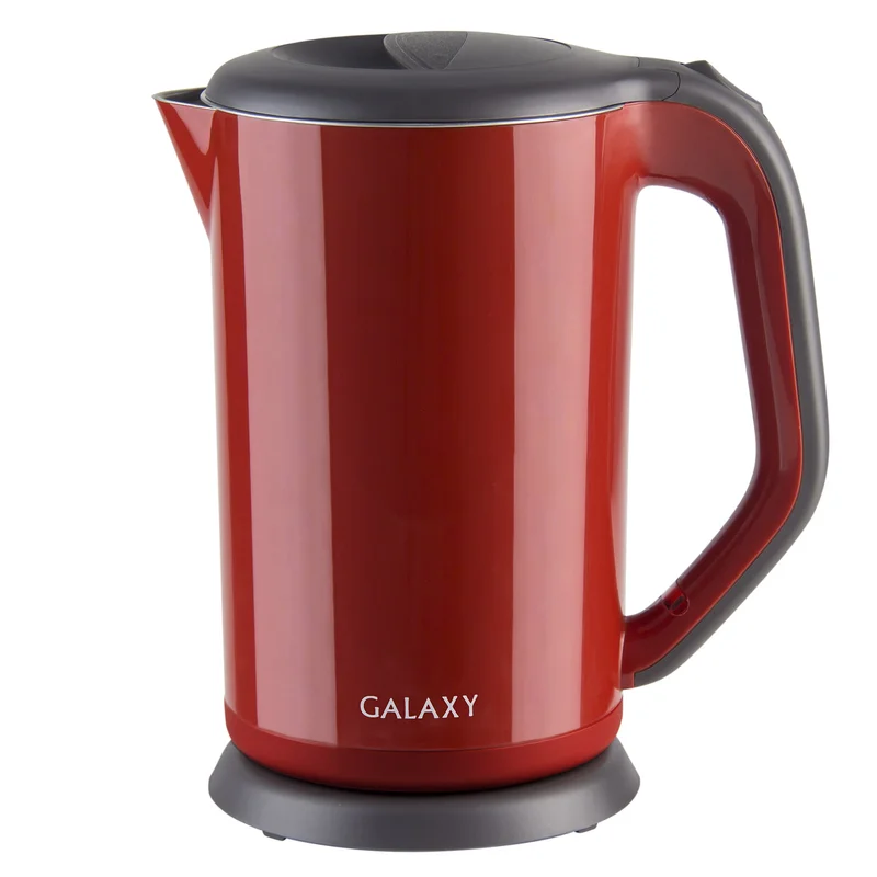 Красный Электрический чайник Galaxy GL 0318 2000 Вт, 1,7 л, Скрытый нагревательный элемент, двойные стенки из нержавеющей стали 18/10 - Цвет: Красный