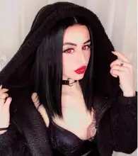 NNZES-peluca recta con corte Bob para mujeres negras, pelo sintético, parte media, resistente al calor, pelo Natural, 14 pulgadas