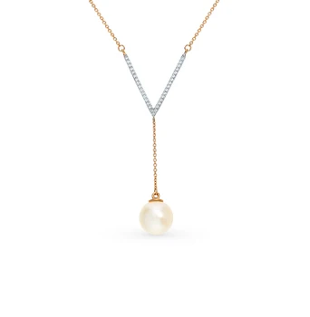 

Gold necklace with cubic zirconia and pearls sunlight sample 585