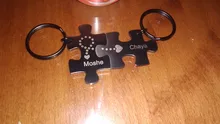 Llavero con pieza de rompecabezas personalizada para parejas, fecha grabada y dos iniciales, regalos de amor para pareja, esposa, novio y novia, 2 uds.