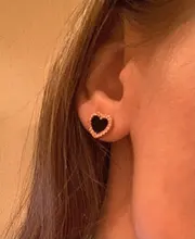 Pendientes coreanos de adorno de corazón para mujer, aretes de piedra de circón, pendiente de botón oro rosa, joyería 2019