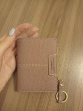 Cartera de piel sintética suave para mujer, cartera amarilla de marca, monedero Mini con broche, tarjetero, billetera corta, Bolso pequeño Delgado, llavero con cremallera