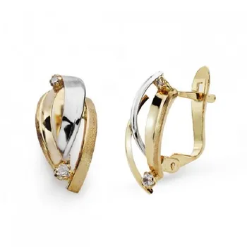 

18K EARRINGS BANDS TWO COLOR. 16X7 MM.