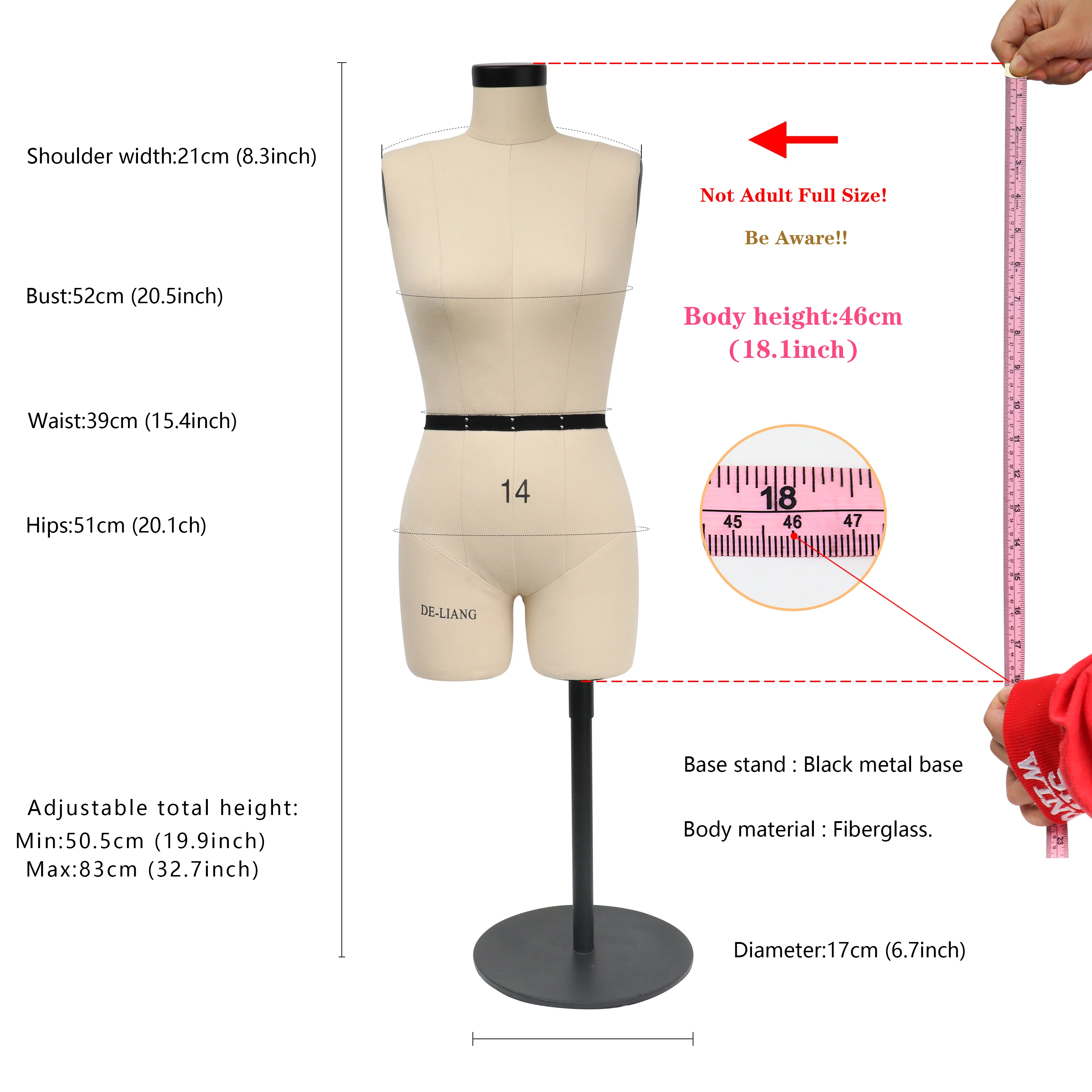 DE-LIANG Fashion Female fabric mannequin,half body model with